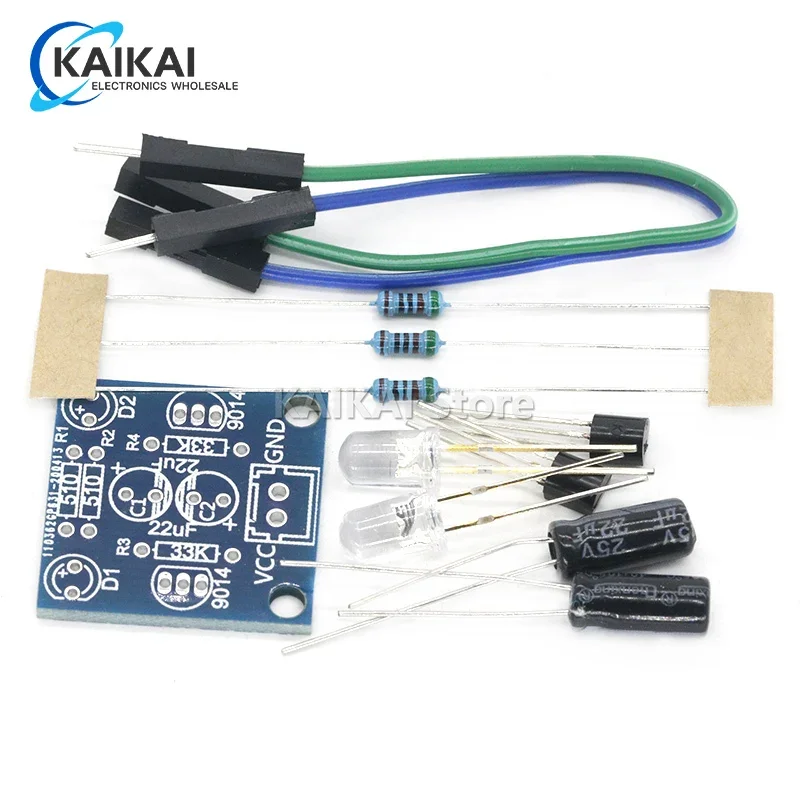 MHT11 Simple 5MM LED Flash DIY Kits DC 3V-14V Circuit Electronics Suite 1.6mm Parts for Arduino Blinking Flashing Kit