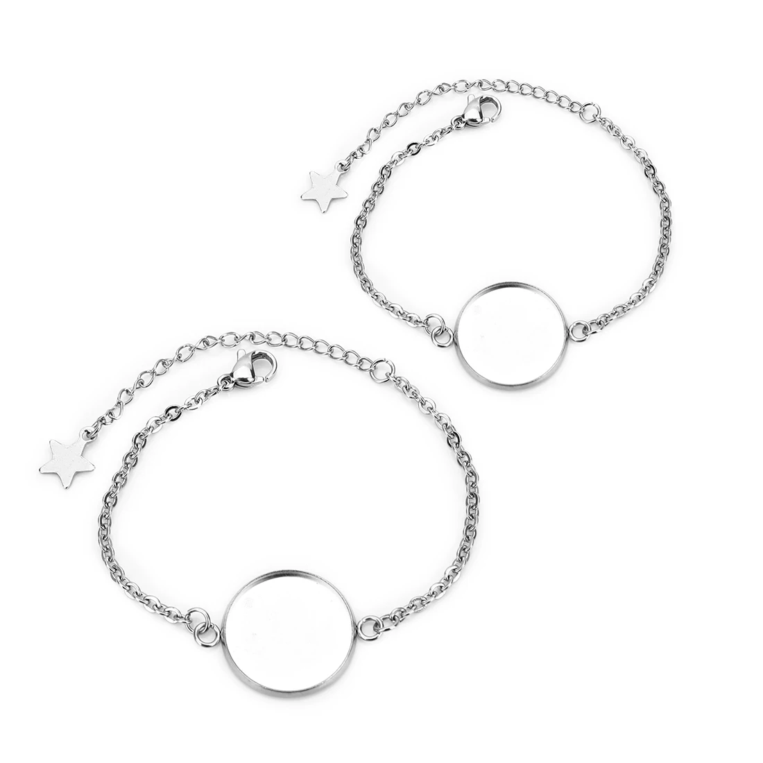5 Stück Edelstahl-Cabochon-Armbandbasis, passend für 12–20 mm runde, leere Fassungen für die Schmuckherstellung, DIY-Armbänder, Zubehör