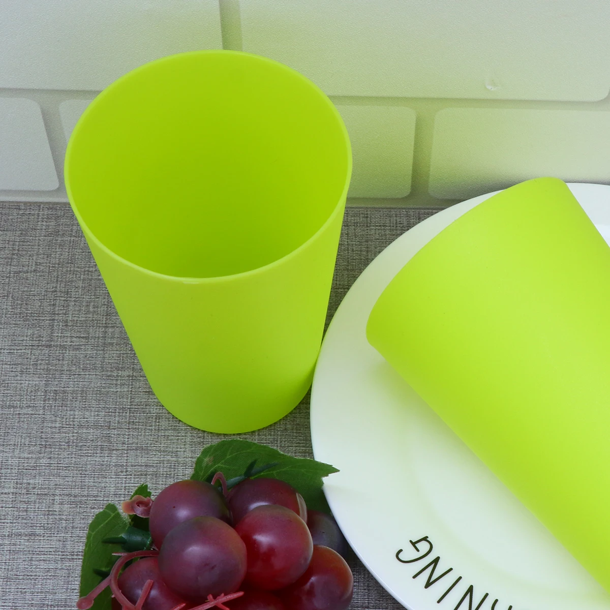 

Reusable Plastic Drinking Cups Set of Party Cups for Home Beer Milk Beverages Stackable Save Space