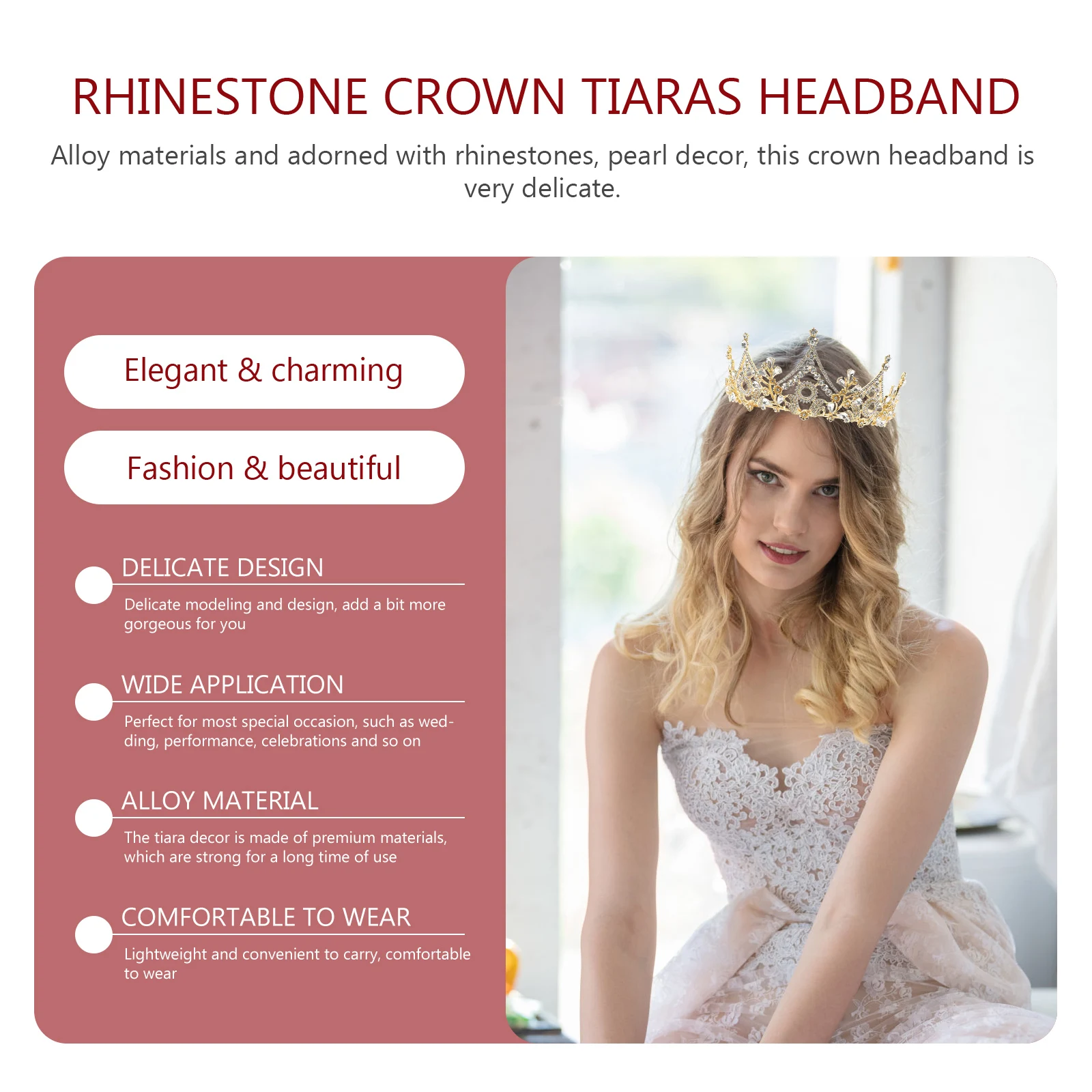 

Bride to Be Headband Crystal Baroque Crown Bridal Hair Accessories Crowns for Women Headgear White
