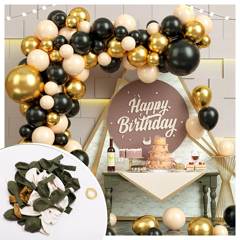 Salie Groene En Gouden Ballonnen, 67Pcs 12 Inch Salie Groen Goud Wit Verzamelen Ballonnen Voor Verjaardag, Bruiloft