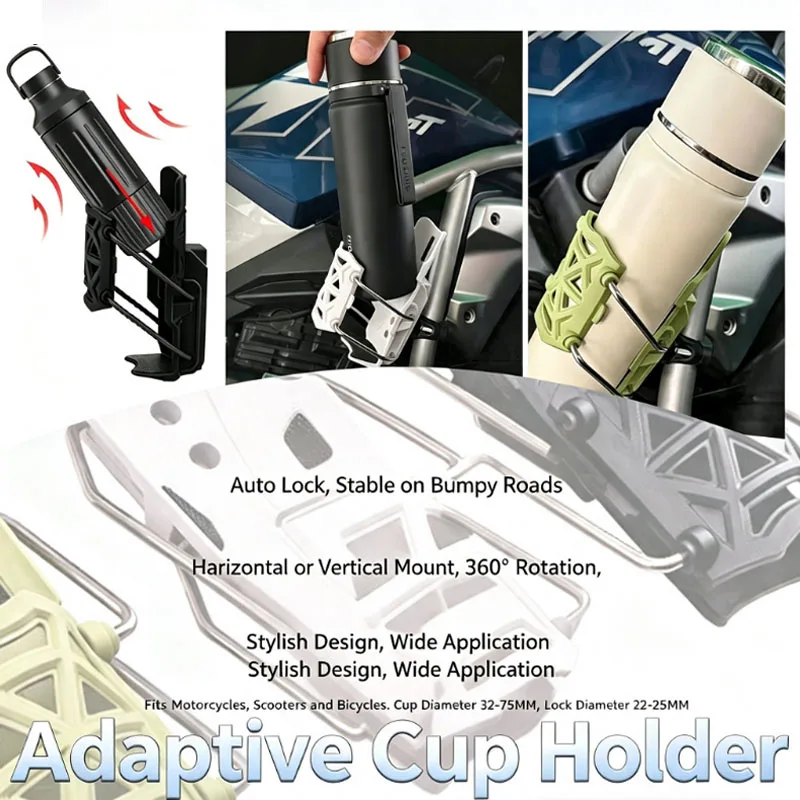 Universal Rotating Bicycle Cup Holder for Bikes & Motorcycles Adjustable No Drilling Required Electric Cycling Cup Holder
