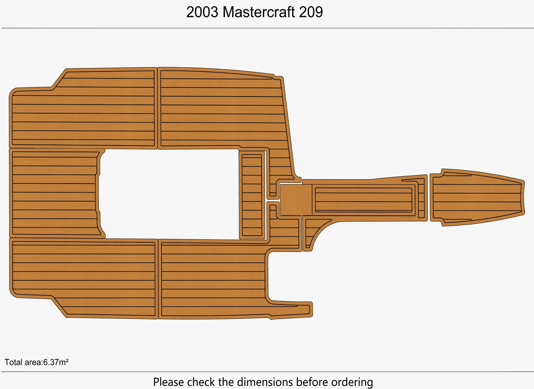 Marine Faux Teak EVA Non-Slip Mat -2003 MASTERCRAFT 209 Self-Adhesive 1/4