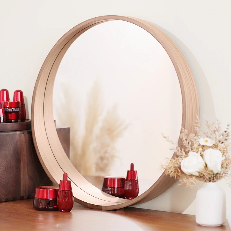 Wall-mounted Makeup Mirror - 50cm X 50cm Wall Decor Mirror, Wooden Frame Irregular Wall Mirror, Suitable for Bathrooms, Dressing - view 4