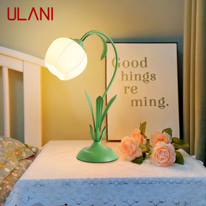 ULANI lampada da tavolo a LED nordica creativa verde Vintage illuminazione da scrivania in vetro arredamento moderno per la casa soggiorno camera da letto comodino