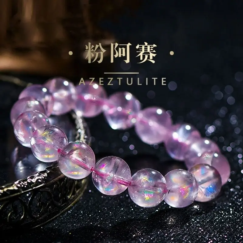 

UMQ Natural Genuine Pink Assestrai Colorful Pink Crystal Bracelet Female Peach Blossom Lucky Bracelet