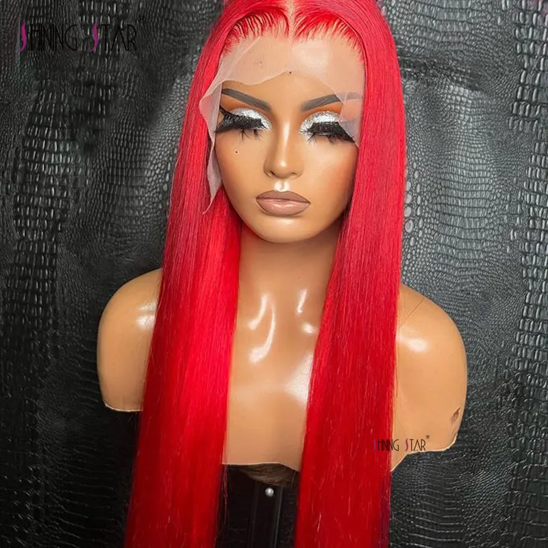 Straight Lace Front Human Hair Wigs Hot Red Burgundy 13X4 Hd Transparent Lace Front Wig 99J Colored Brazilian Lace Frontal Wigs