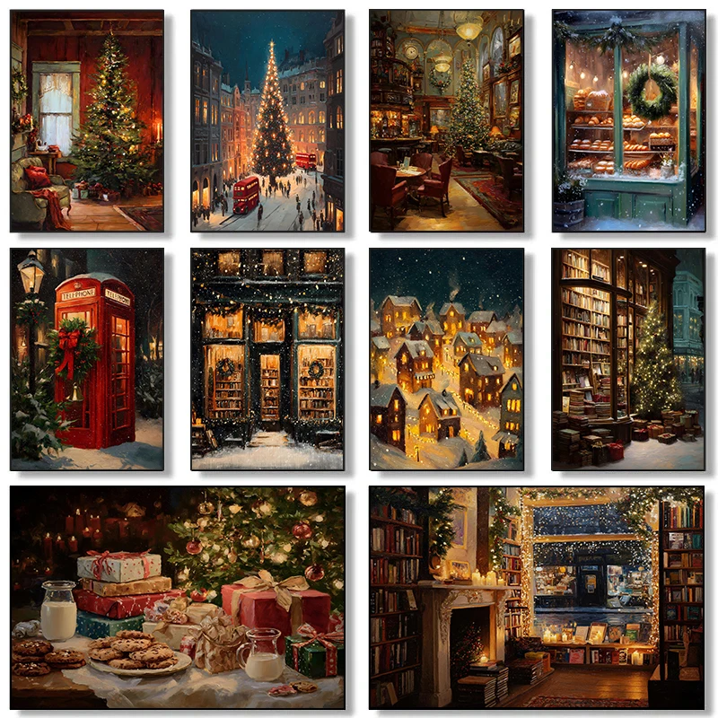 Photography Lighting Wall - Brilliantly Illuminated Winter Holiday Town Village
