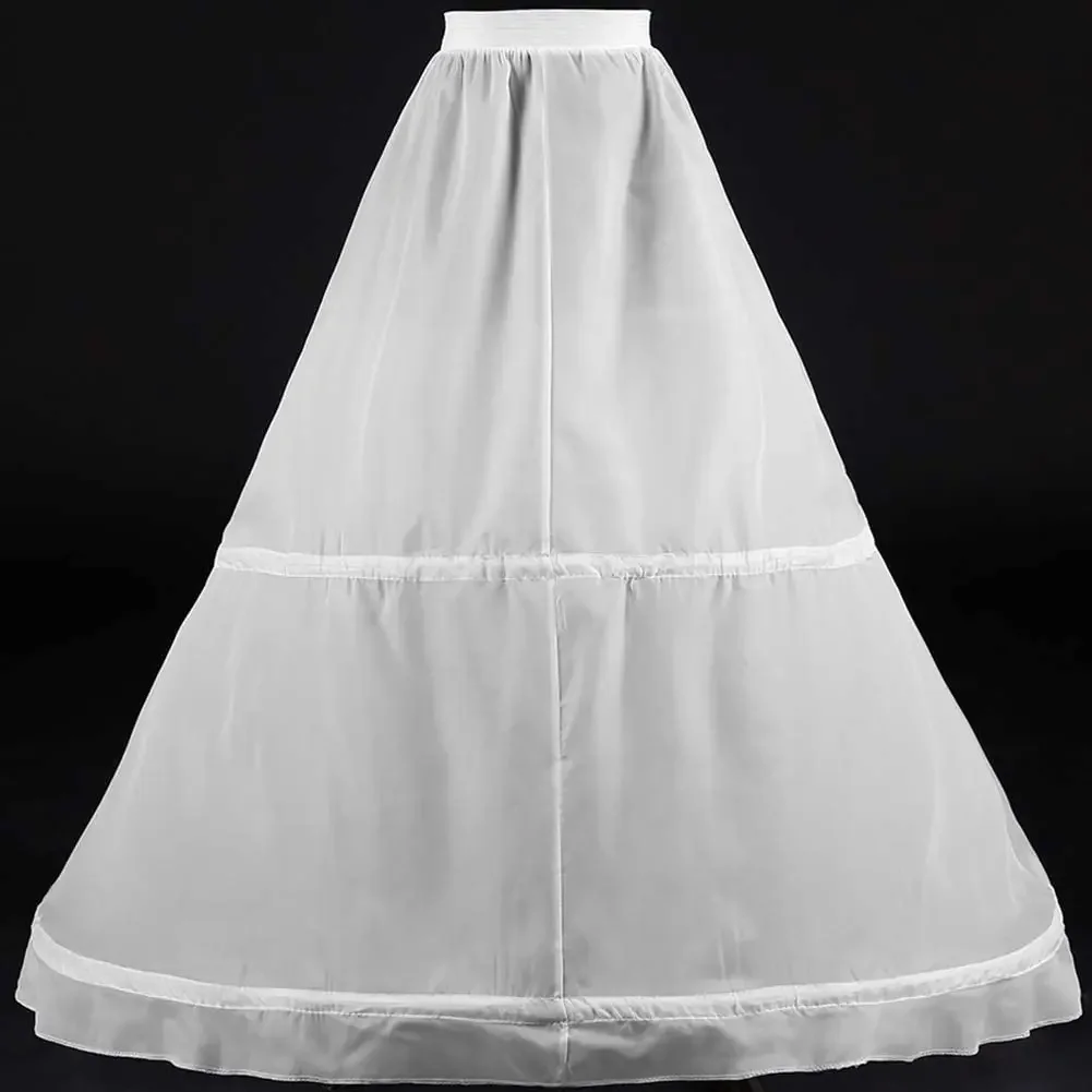 Dames 2 Hoepels Bruids Crinoline Wit Petticoat Half Slip Onderrok Trouwjurk Bruid Pannier Petticoat