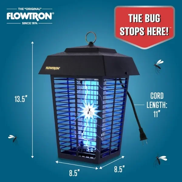 Flowtron-Bug Elétrico Zapper, 1 Acre Controle de Insetos Exterior com Método Dual Lure, 40W Luz UV e Octenol Attractant