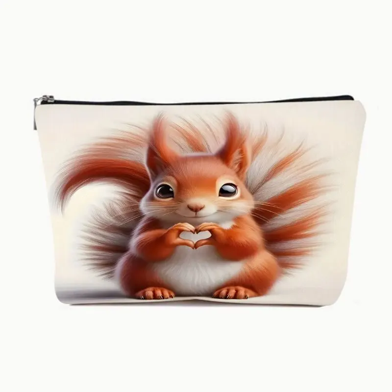 A Cute squirrel makeup bag - a lovely multifunctional zipper pouch, jewelry storage bag, perfect travel zipper small storage bag
