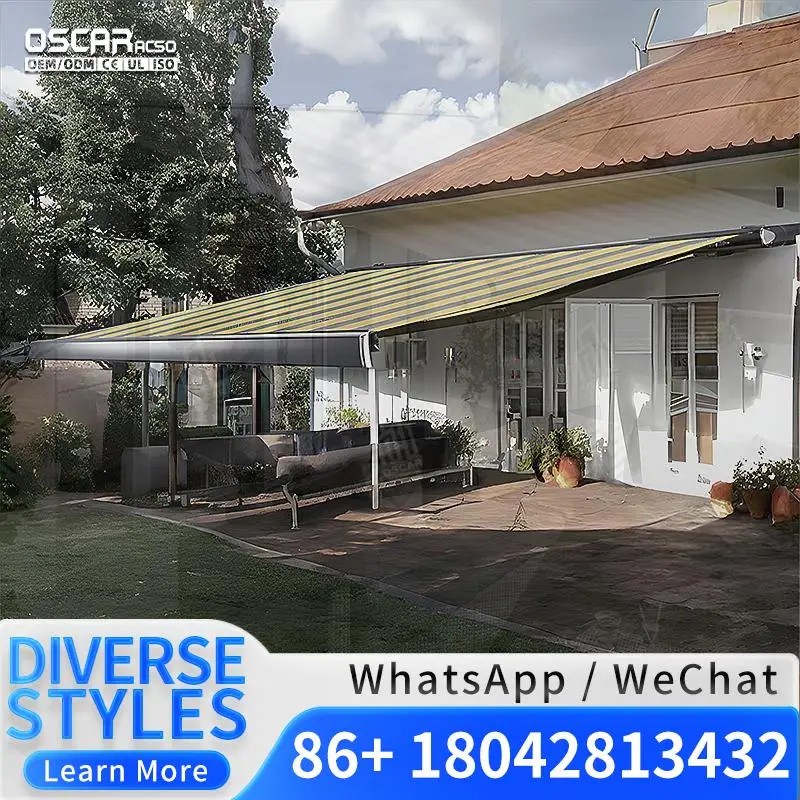 

Electric Retractable Folded Arm Awnings with Aluminum Frame for Outdoor Garden Shading Suitable for US and EU Retractable Awning