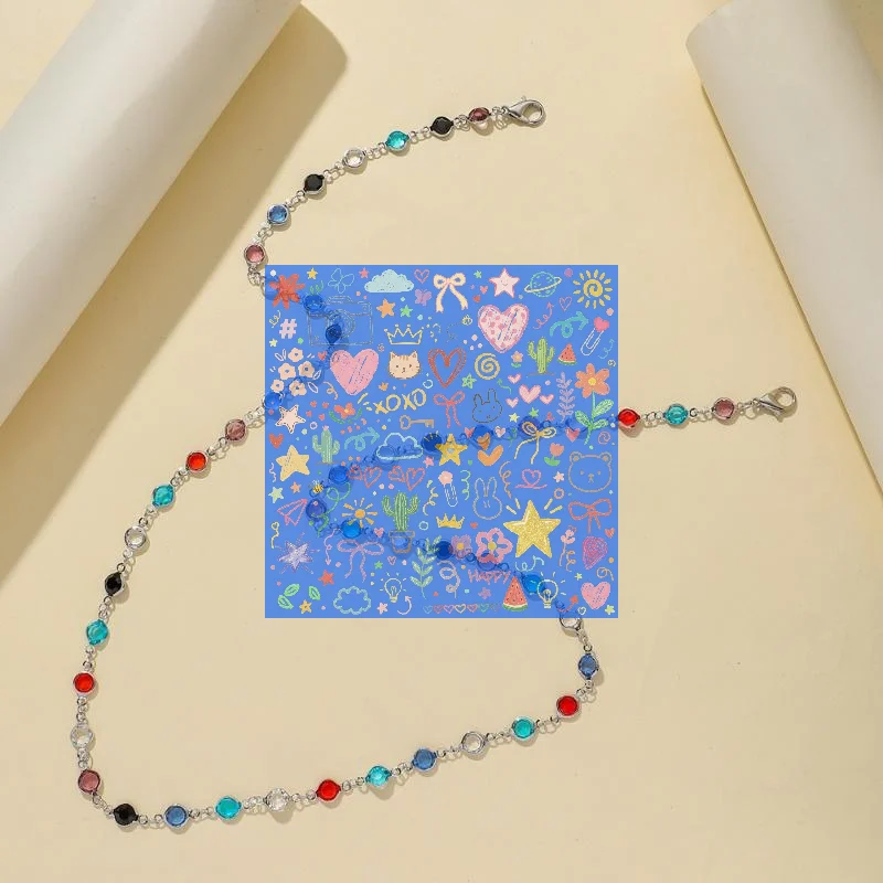 Fashion Imitation Rhinestones Sunglass Chain Women Face Accessories Summer Beaded Eyeglass Lanyard Silicone Loops Casual Jewelr