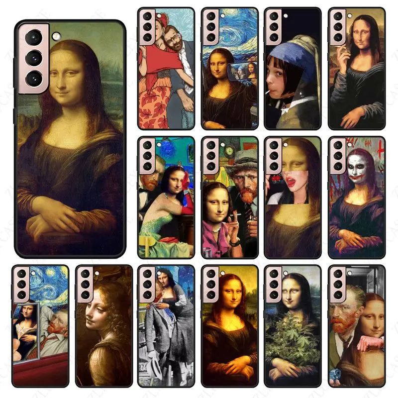 Mona Lisa funny Spoof Art Van gogh Starry cover For samsung galaxy S24ultra S24 S21plus S23 S20fe S21Fe S22plus S23ultra cases