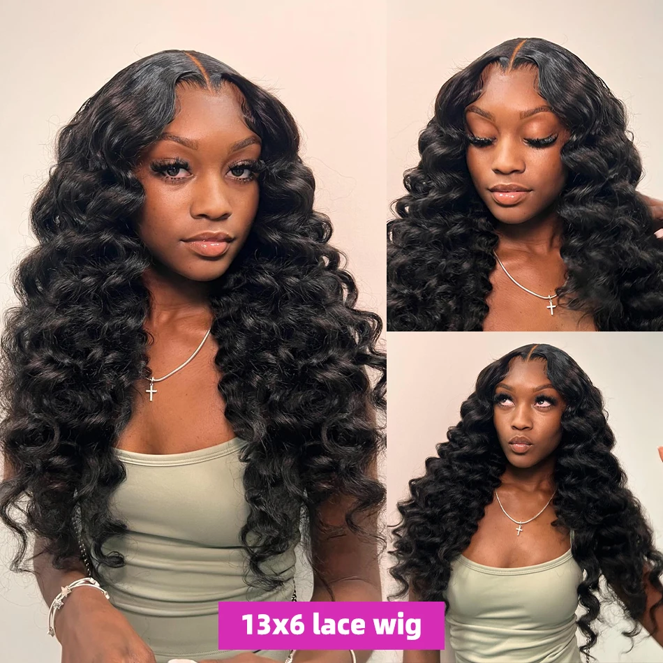 HD 13x6 Loose Nature Wave Lace Front Human Hair Wigs 200_ Transparent 30 40 Inch 13x4  Deep Water Wave Lace Frontal Wig