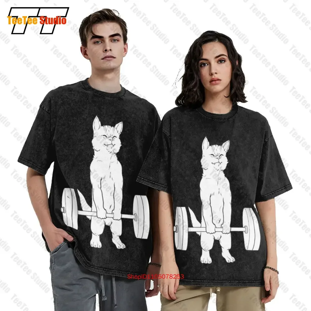 Cat Deadlift Powerlifting Vintage Oversized T-Shirt 3AL3