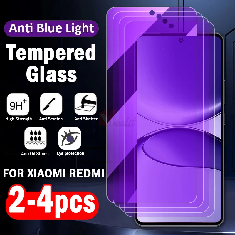 

2/3/4 шт. закаленное стекло с защитой от синего света для Xiaomi Redmi Turbo 4 Pro 3 14C 13X Защитные пленки для экрана Redmi K80 K70 Ultra K60e