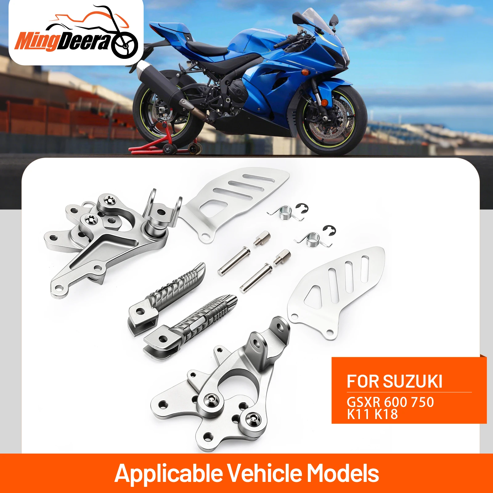 

Front Rider Footrest Assembly For Suzuki GSXR1000 2009-2016 K9 K16GSXR600 GSXR750 2011-2018 K11 K18 Aluminum Footpegs Bracket