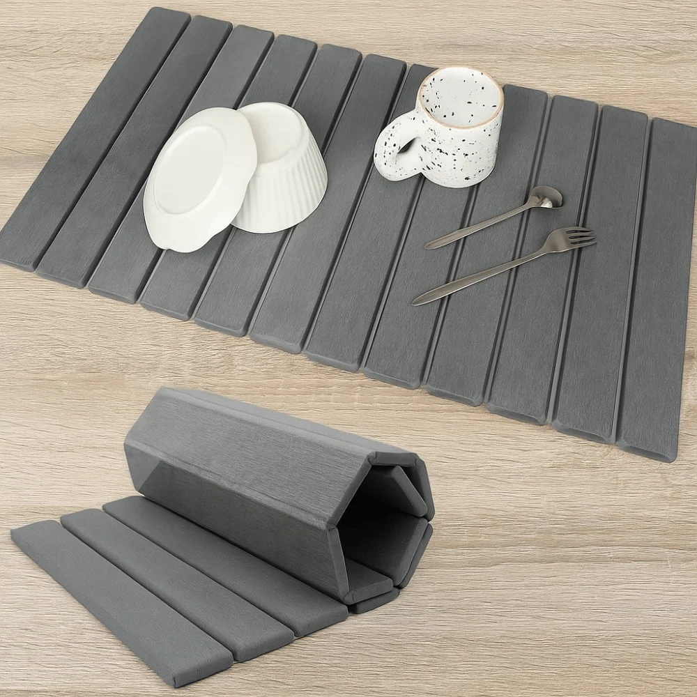 متعددة الأغراض المحمولة بساط تجفيف الأطباق المشطورة الطين عدم الانزلاق التجفيف السريع حصيرة طوي عالية الامتصاص مكان حصيرة طاولة مطبخ #1