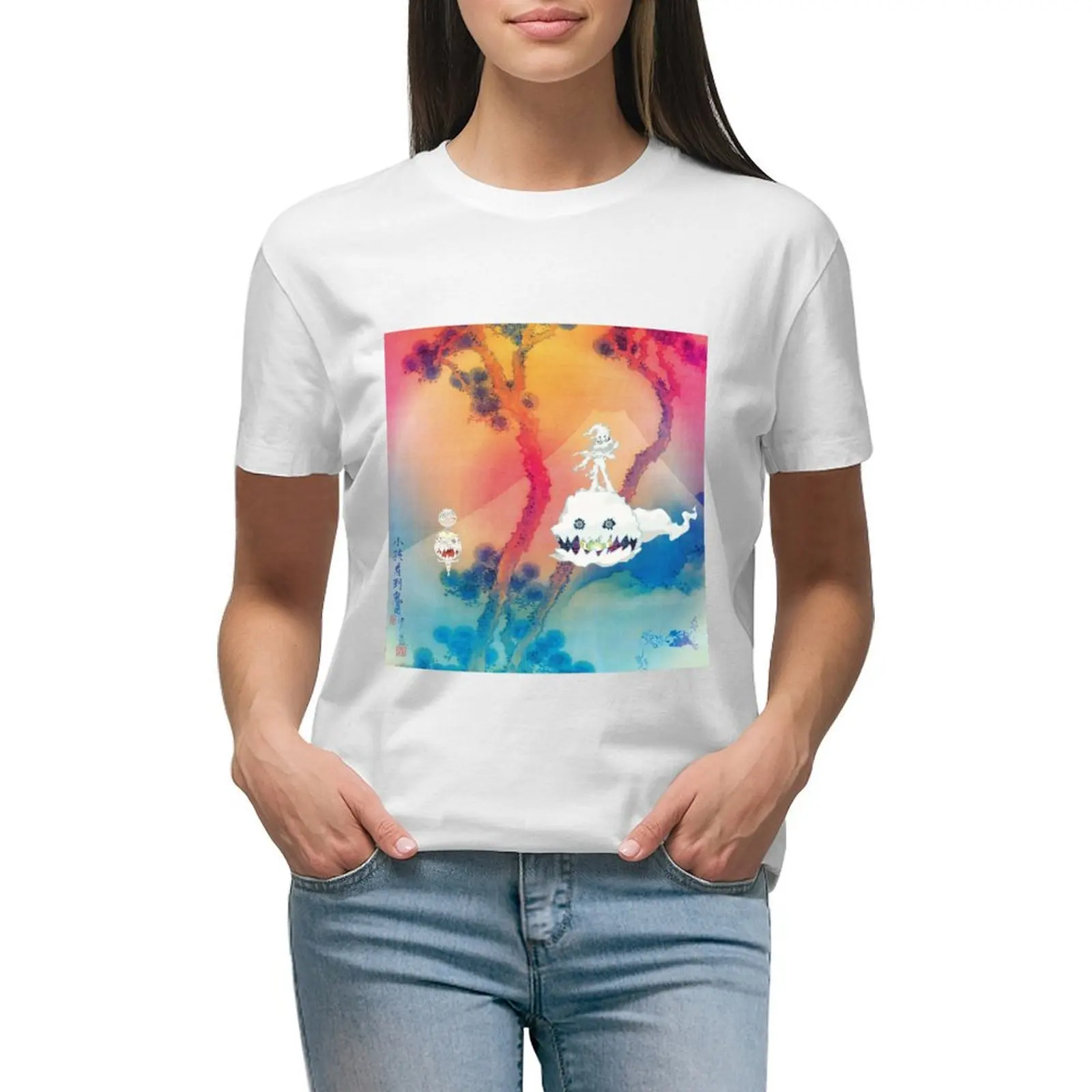 

Kids see ghosts sticker T-shirt korean fashion female shirts graphic tees Womens graphic t shirts