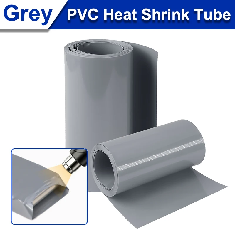 

Grey 17mm~450mm PVC Heat Shrink Tube 18650 Lipo Battery Pack Cable Sleeve Lithium Insulated Film Wrap Case Protection 1~20meters