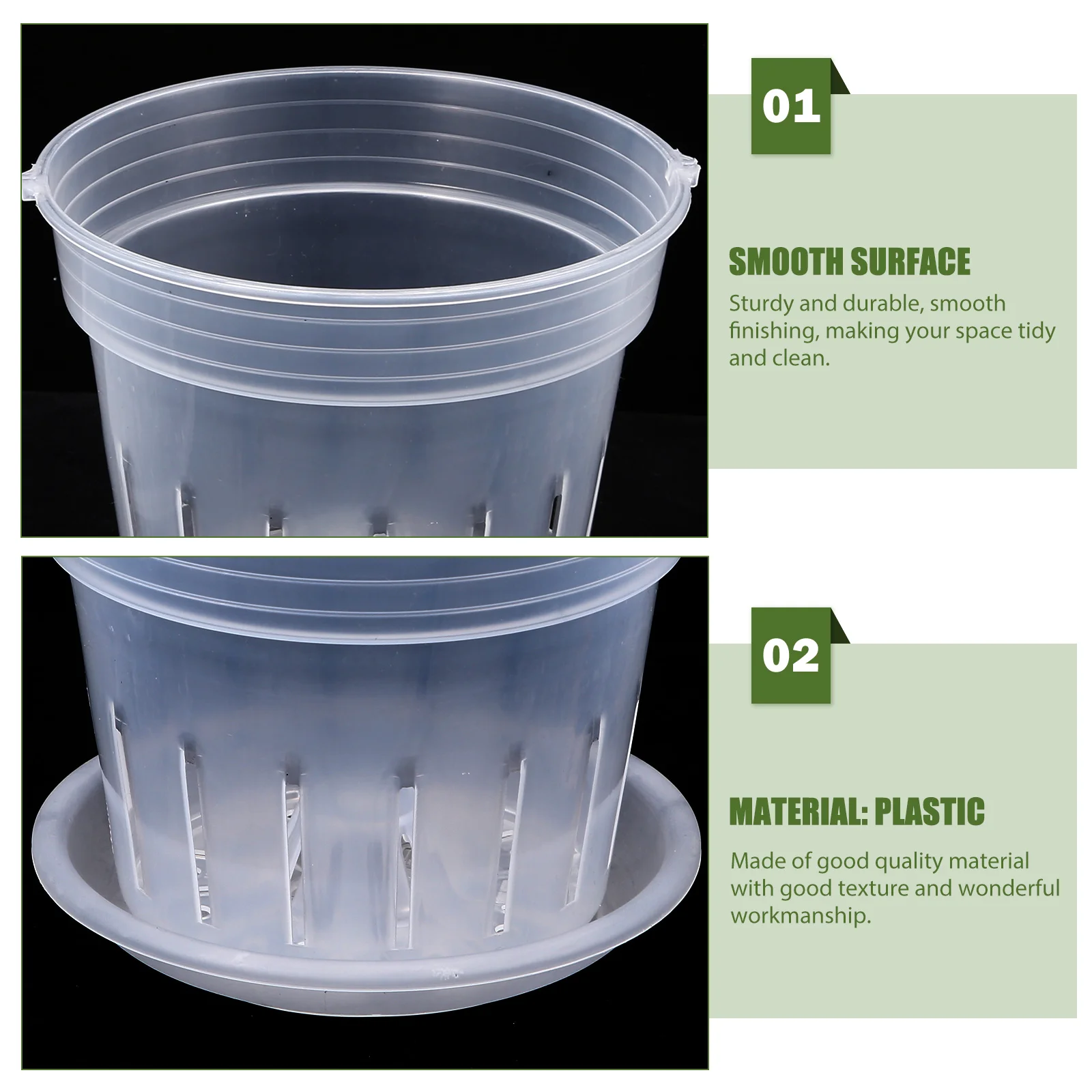 

Mini Clear Plastic Flower Pot Orchid Plant Container Pots with Holes Transparent