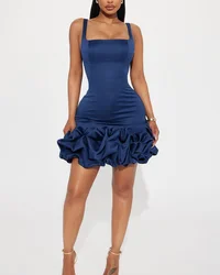 Customized Prom Dresses Classic Exquisite Modern Style Unisex Formal Pleat Ruched Sheath Square Neck Mini Dress Simple Retro F