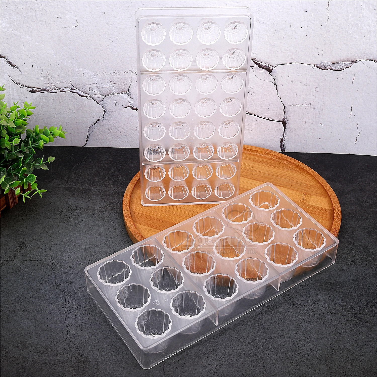 18 32 Cavities Flower Cannele Shape Polycarbonate Chocolate Mold Fluted Round Candy Sugarcraft Making Ice Cube Maker DIY Baking