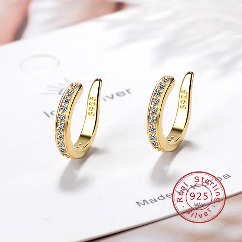 

Простые женские серьги из стерлингового серебра 925 пробы, инкрустированные рядком циркона, маленькие серьги для женщин, модные массивные свадебные украшения, подарок