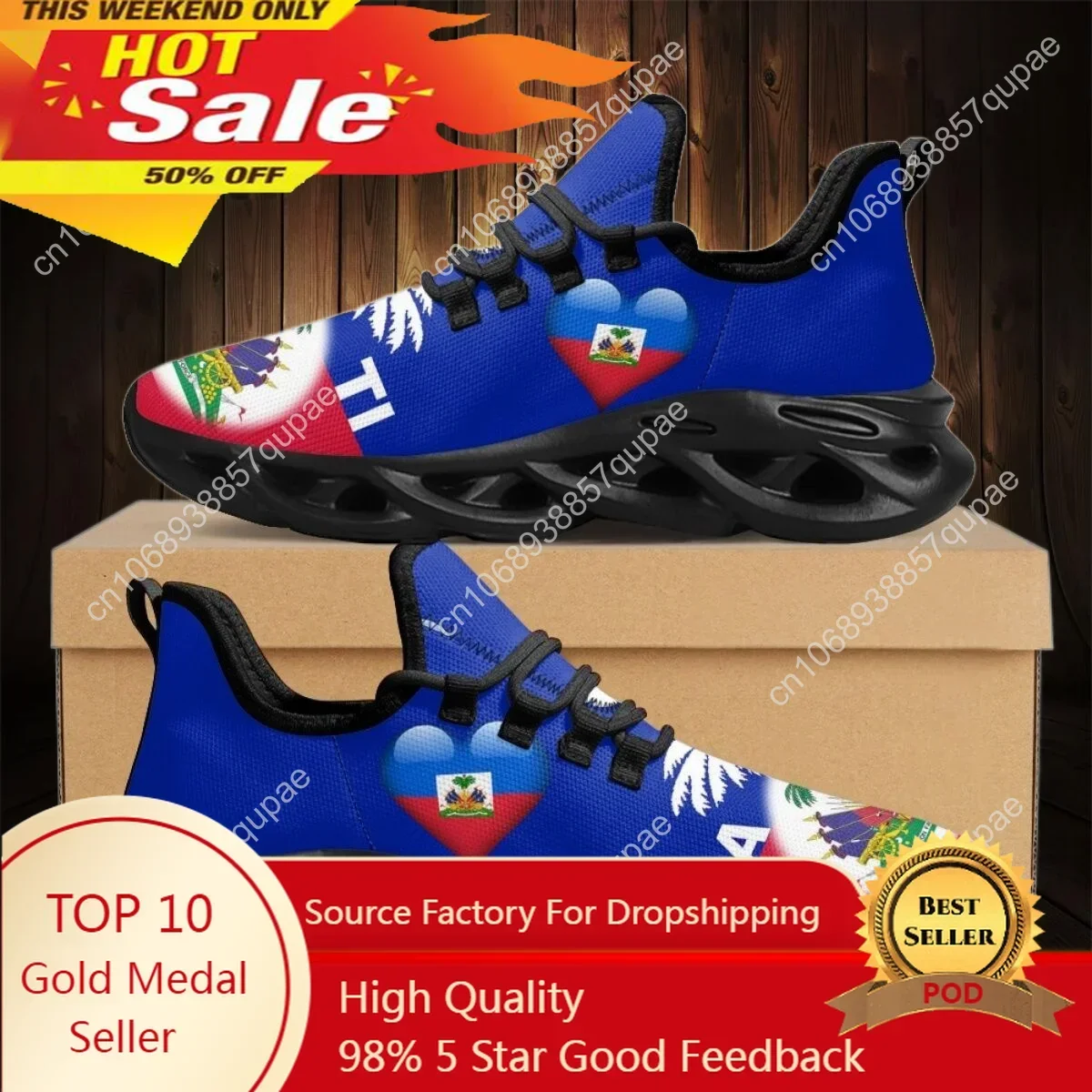 Haiti Flag Love Printed  Flats Sneakers Shoes Mens Womens Sports Shoes Fashion High Quality DIY Sneaker Custom Made Shoe