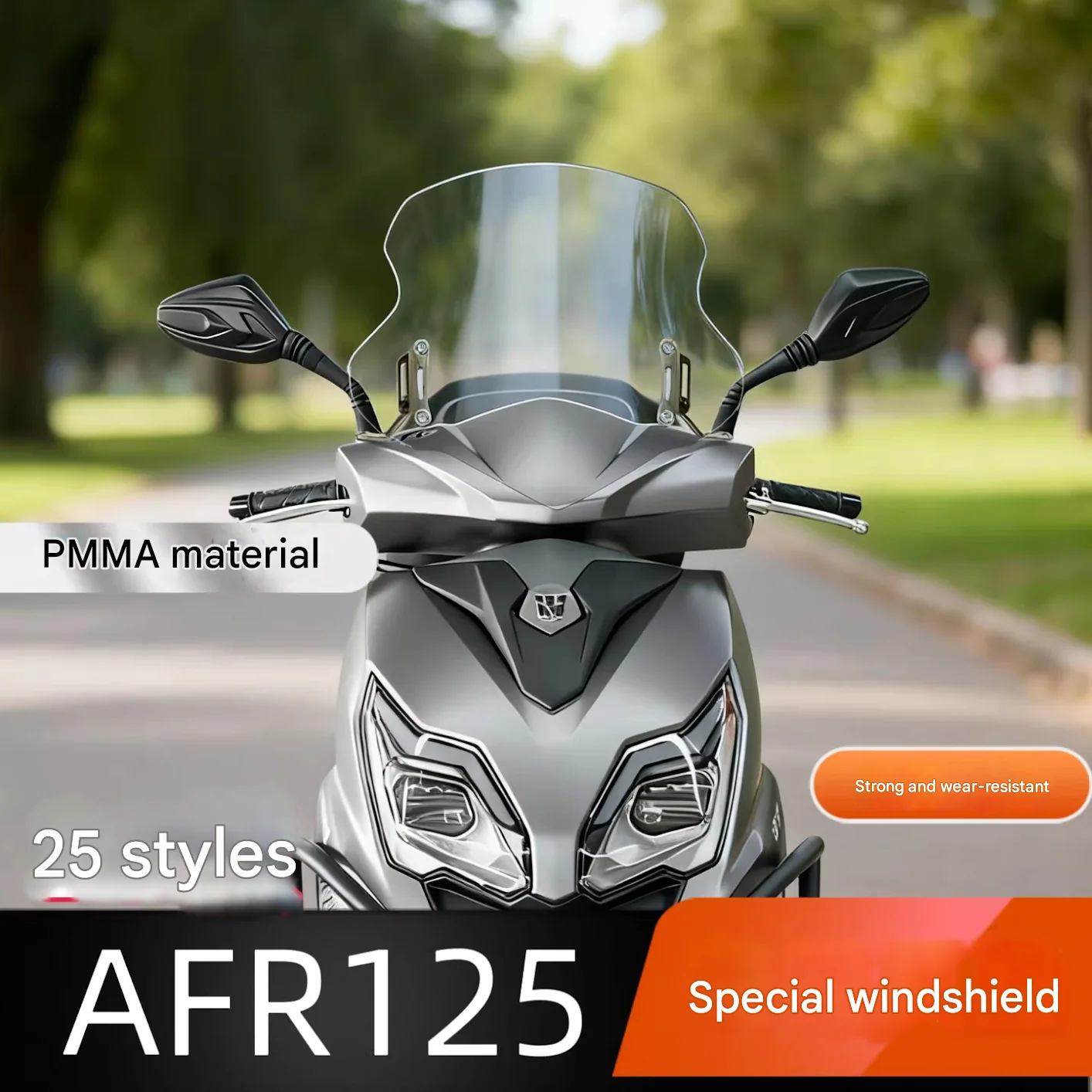 For Haojue AFR125 High Clear Front Windshield, Custom Modified, No-Damage Installation Accessory