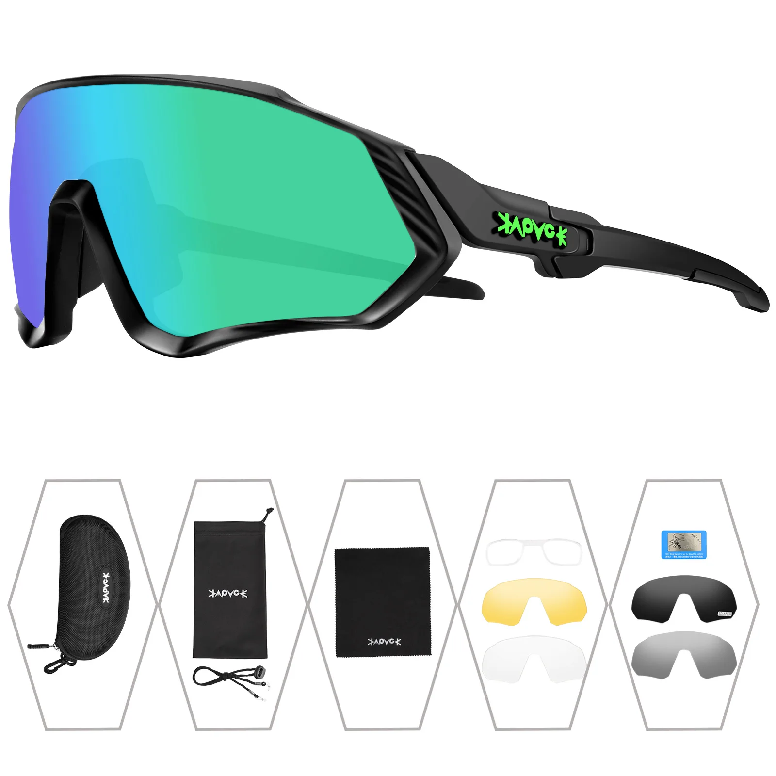 Kapvoe Cycling Glasses Polarized 5 Lens Bike Sunglasses Uv400 Women Men Sport Goggle Bicycle Eyewear Riding Anti-glare Fishing