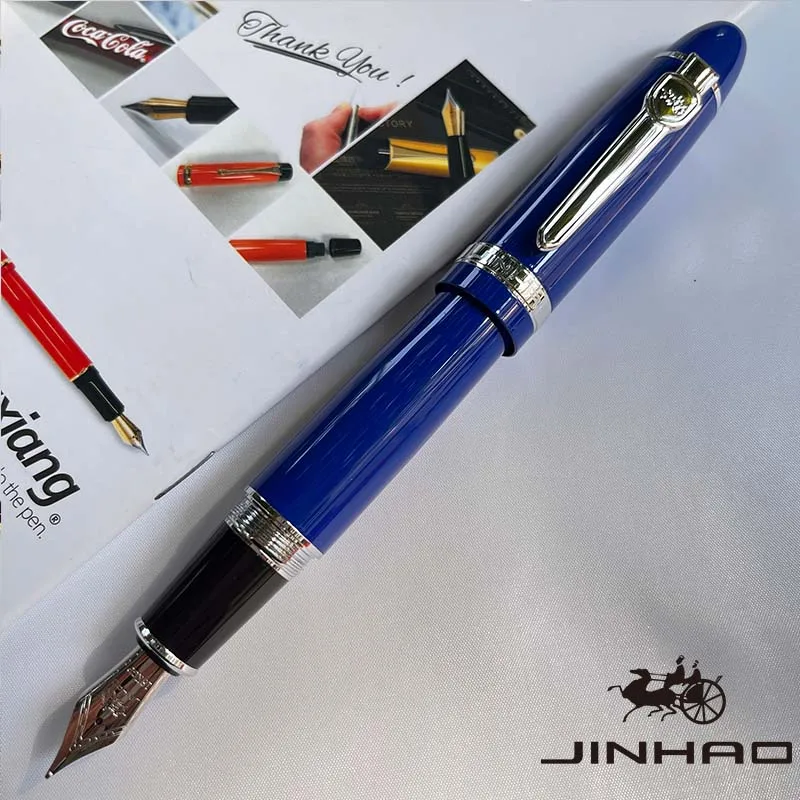 1 STKS JINHAO 159 Klassiek ontwerp zilveren rand kalligrafie Iridium zakelijke pen met converter