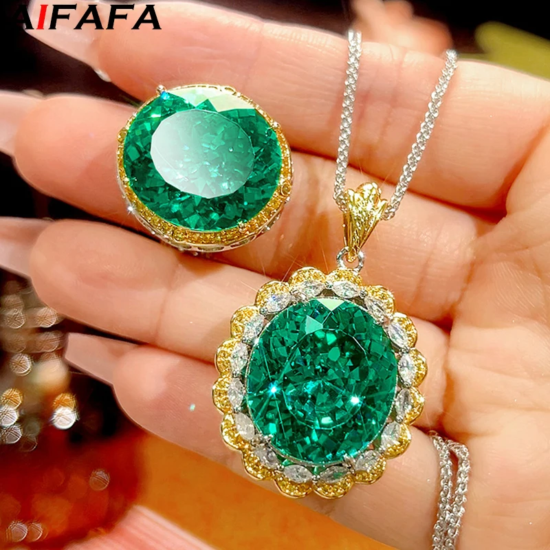 

Green Bue Oval Pendant Necklace Rings Jewelry 18*20mm Pink Champagne Stone with 55cm Chain Fashion Accessories Jewelry