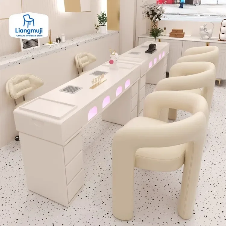 

New Model Manicure Marble Table Chair Nail Salon Furniture Designer Mesas UV Lamp Professional Nails Gel Manicure Tafel Funiture