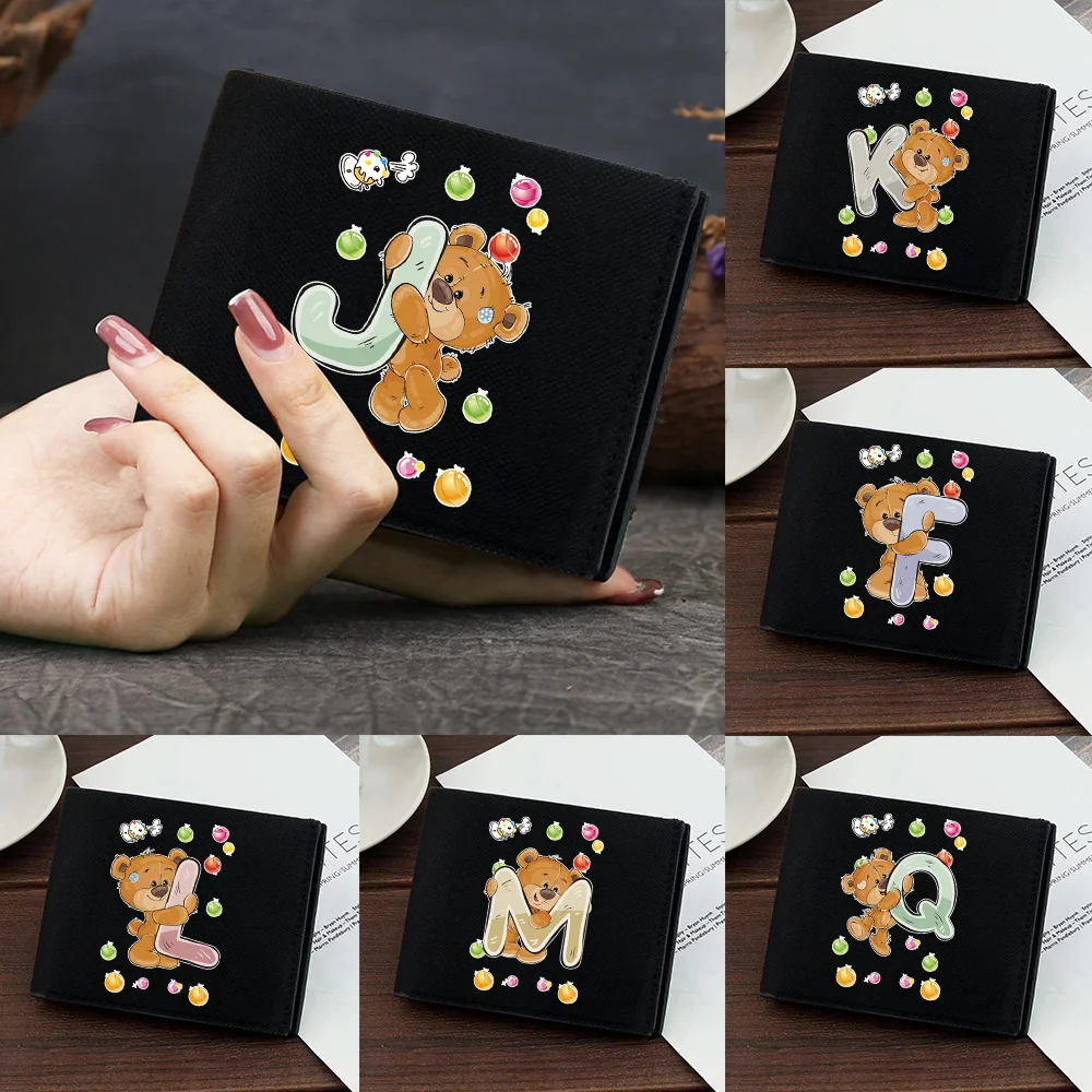 

Money Clip Storage Wallet New Fashion Foldable Pocketbook Bank Card Storage Bear Printing Series Multi-Function Credit Case Bag
