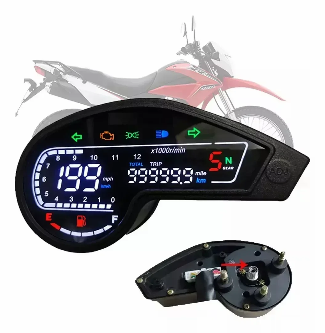 Motorcycle Speedometer LED Odometer Tachometer with Fuel Gauge Turn Signal High Beam Lamp for Honda NXR150 NXR125 DM200 DM250