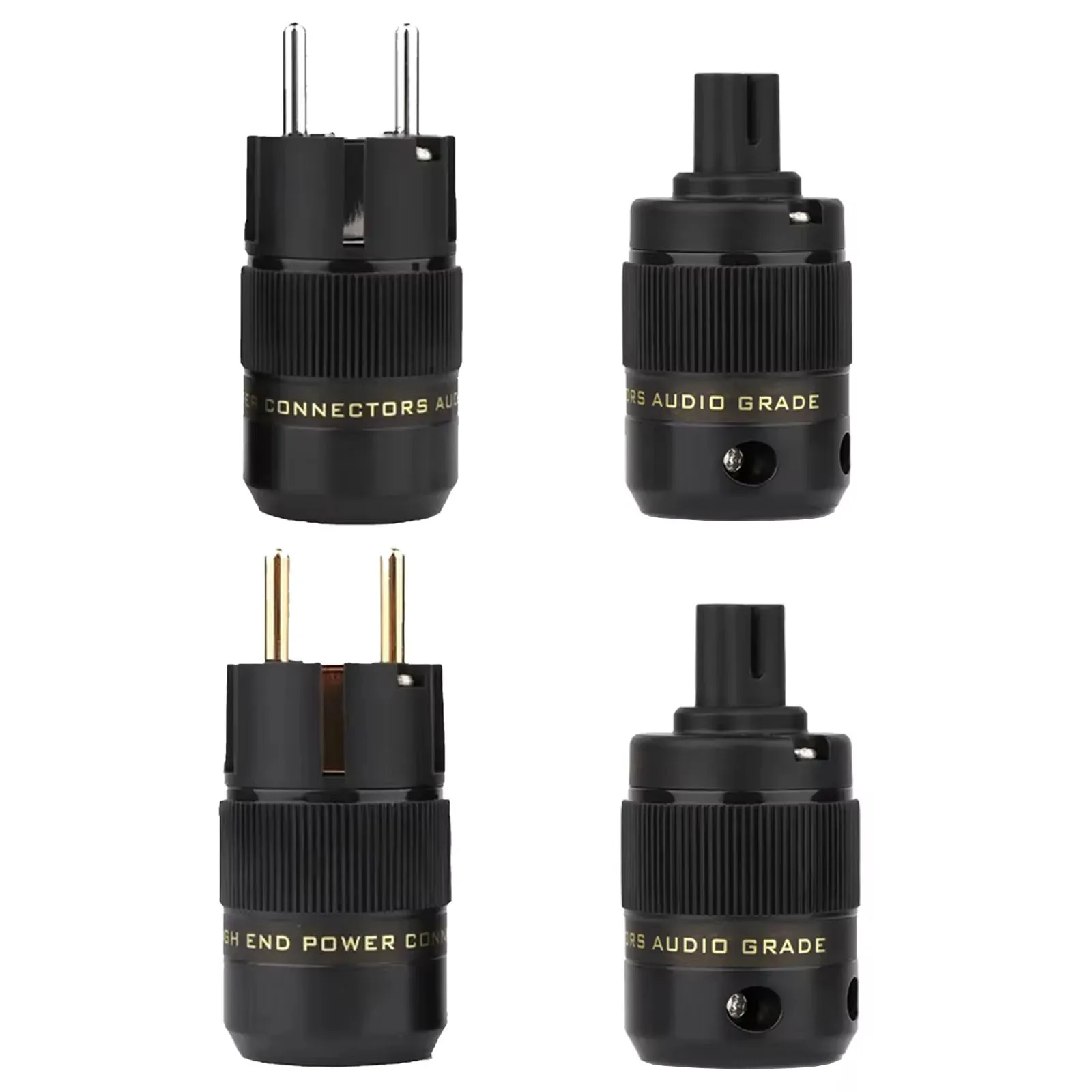 

Pair Hi End Figure 8 C7 Schuko EU Power Plugs Rhodium/Gold Plated for DIY HiFi Audio Speaker Amplifiers AC Power Wire