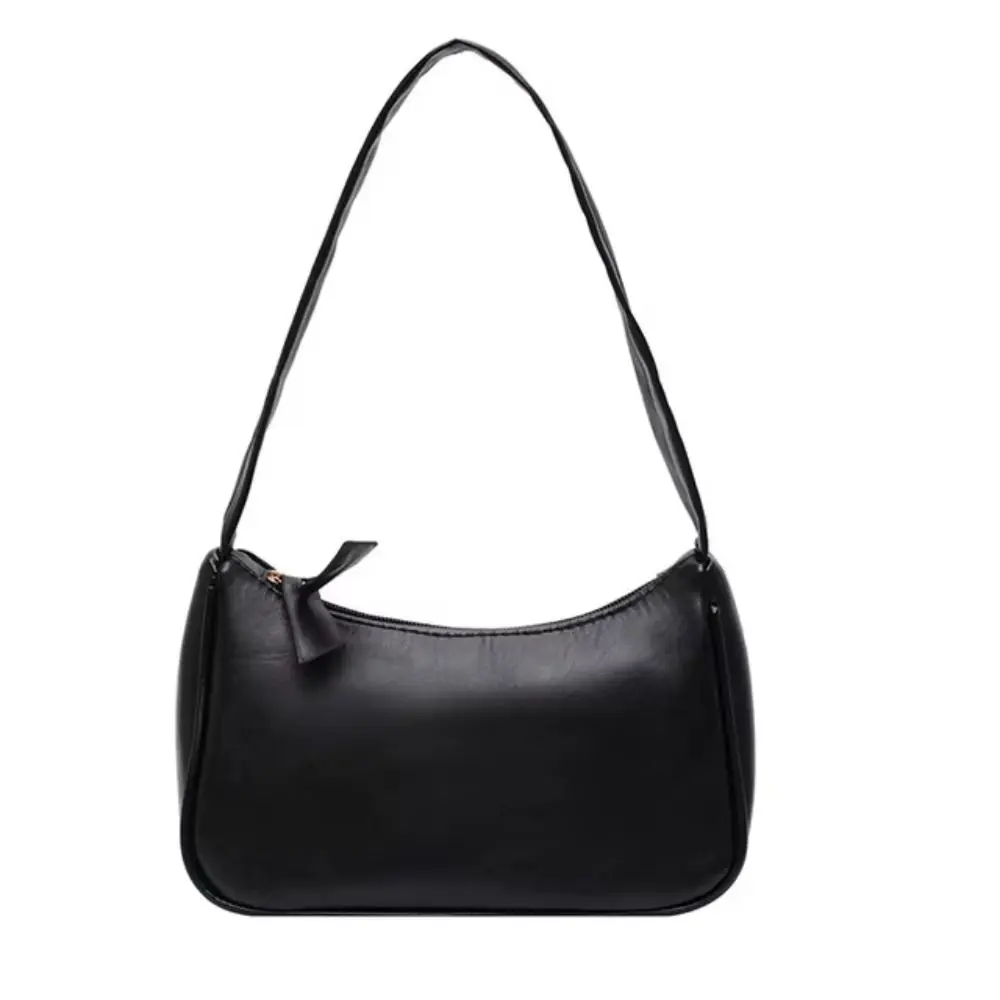 Minimalist Design Retro Forearm Bag Top Handle Underarm Style PU Leather Bag Small Size Vintage Look Bow Handbag Daily Use