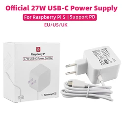 Official Raspberry Pi 27W USB-C Power Supply 5.1V 5A Compatible for PD Charging EU US UK Plug for Raspberry Pi 5