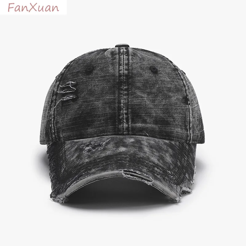 faded vintage baseball cap for men washed cotton good quality distressed ripped soft top spring summer caps male