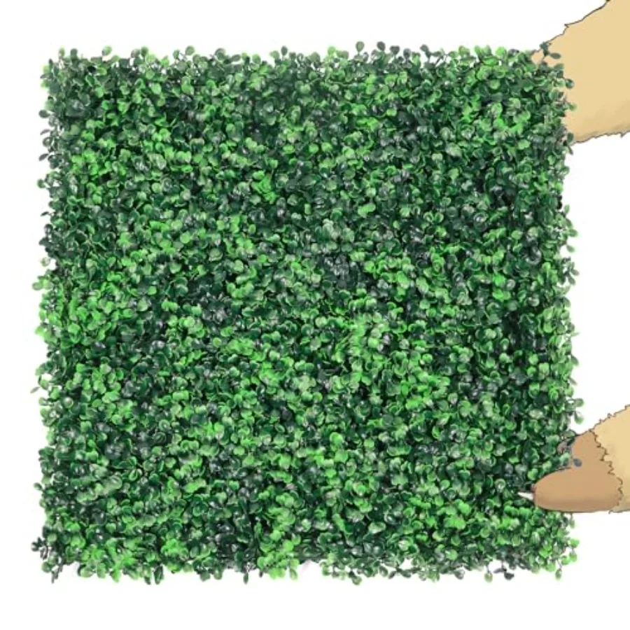 

12 шт. 20x20 УФ-стойкие панели для зеленой стены из искусственной травы, имитация живой изгороди из самшита, для декора внутри и снаружи помещений, натуральные зеленые стеновые панели для мероприятий