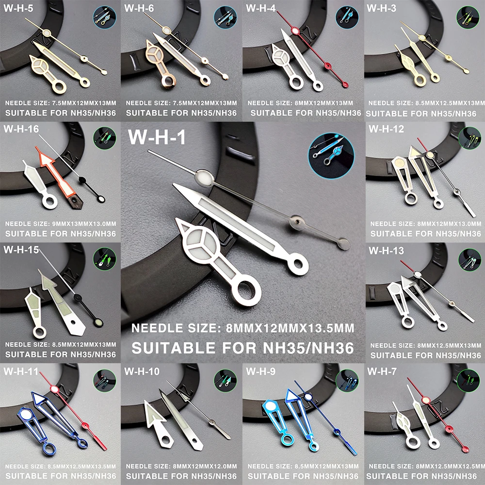 

SUB/GMT/SKX Watch Hands Watch Needles Suitable For NH35/NH36 Movement Watches Green/Blue Luminous Modification Accessories