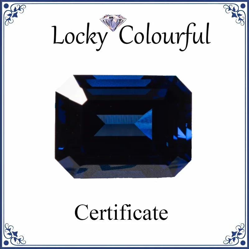 

Lab Grown Sapphire Emerald Shape Royal Blue Color VVS1 Charm Beads for Diy Jewelry Making Pendant Selectable AGL Certificate