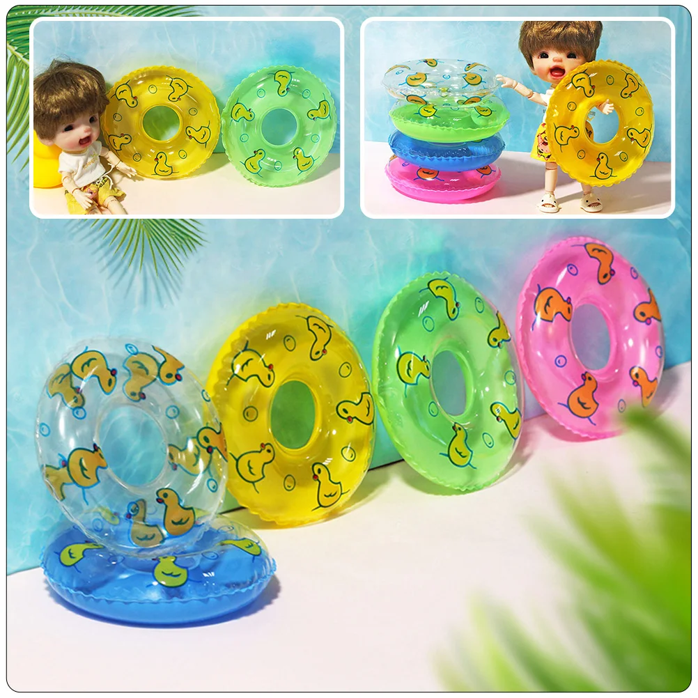 

10pcs Mini Swim Ring Bright Yellow Inflatable Lifebuoy Ornament Decorative Desktop Small Swimming Ring Gift s