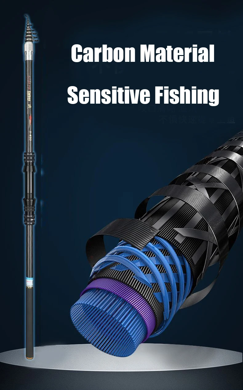 2.7M 3.6M 4.5M 5.4M 6.3M Carbon Telescopic Rock Fishing Rod Ultra Light Rod Lure Carp Travel Ocean Spinning Fishing Rod