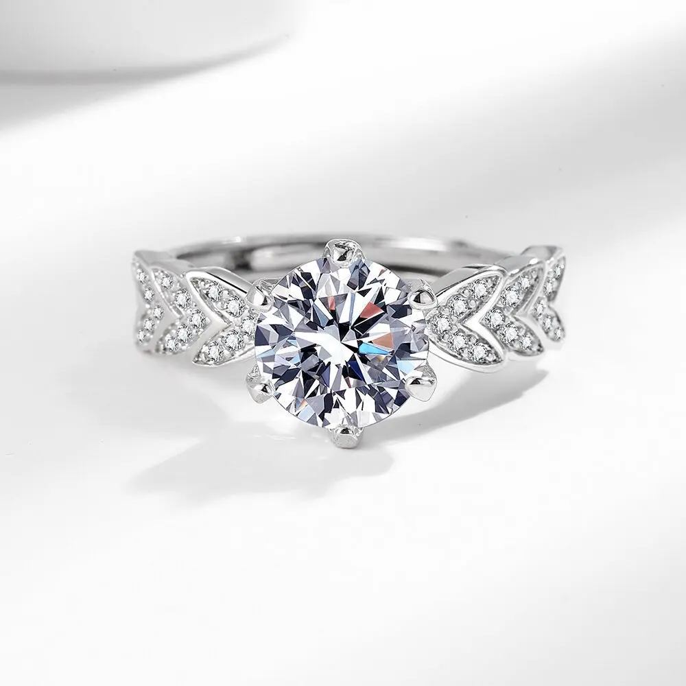 

Изысканное модное кольцо из стерлингового серебра 925 пробы, 2 карата, восемь сердец, восемь стрел, циркониевое кольцо, подарок на день рождения, годовщину