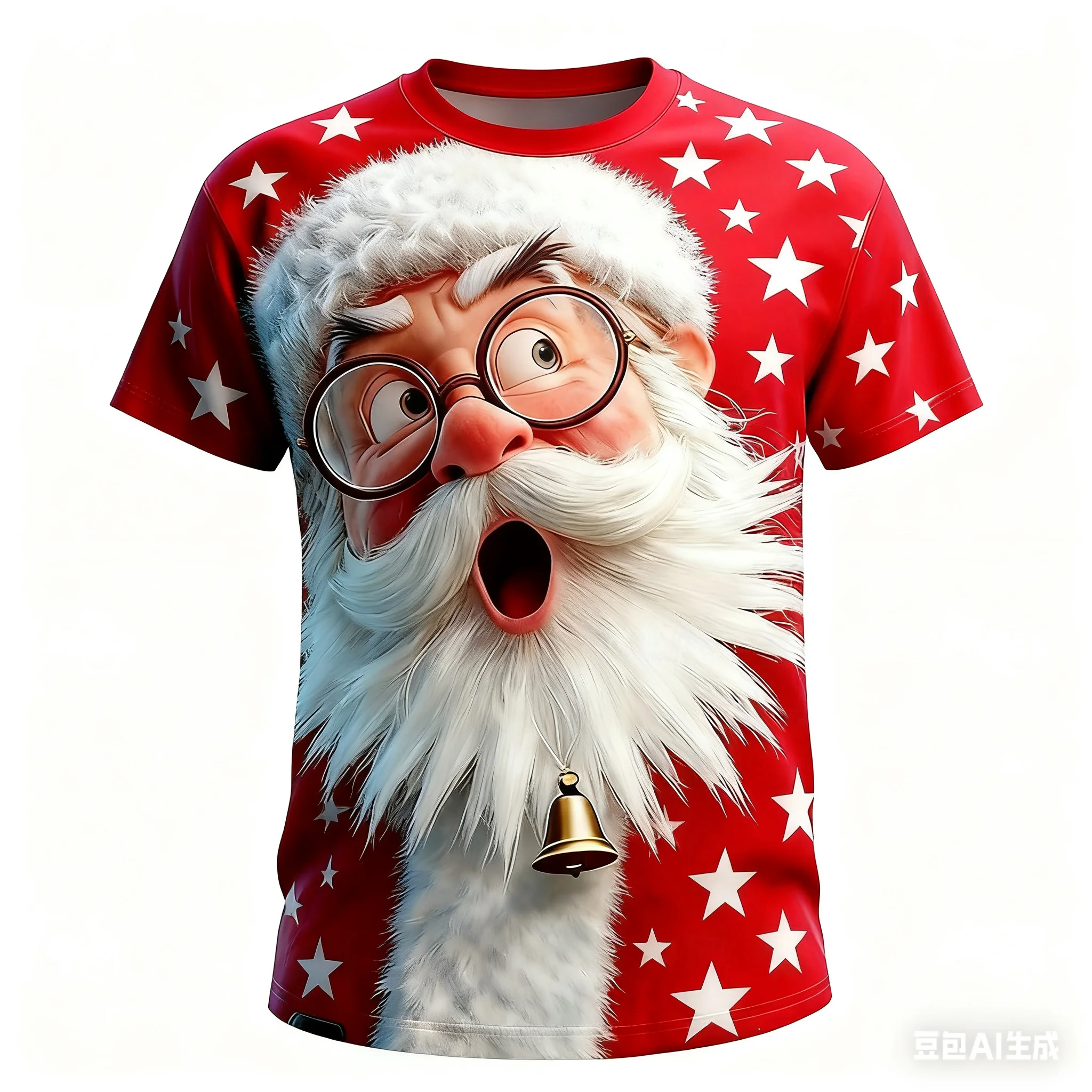 

Christmas Santa Claus men's short sleeved T-shirt fashion X'mas casual round neck shirts holiday party oversized men's clothing