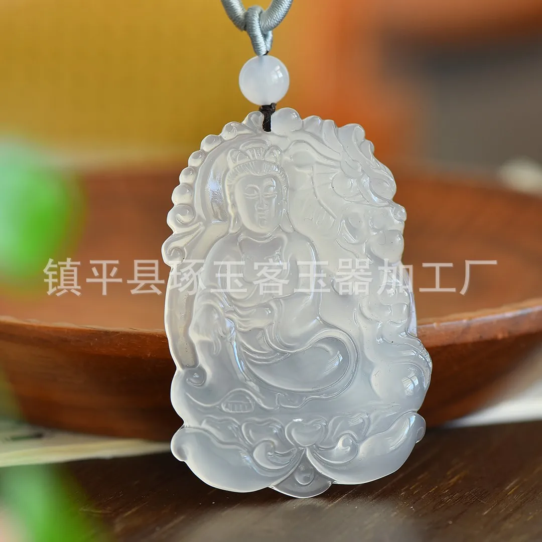 

Dragon brand landscape brand pendant high sense white chalcedony dragon guanyin pendant chalcedony brand