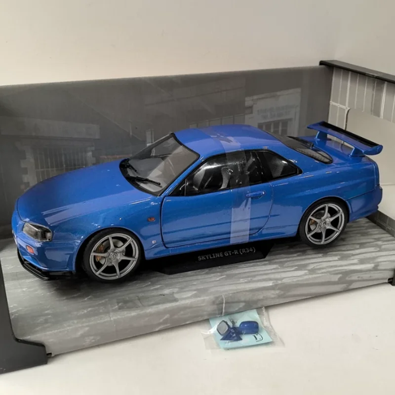 Solido 1/18 مقياس SKYLINE GT-R R34 سبيكة سيارة نموذج مجموعة ثابتة زينت هدايا العيد اللعب هدية تذكارية #2